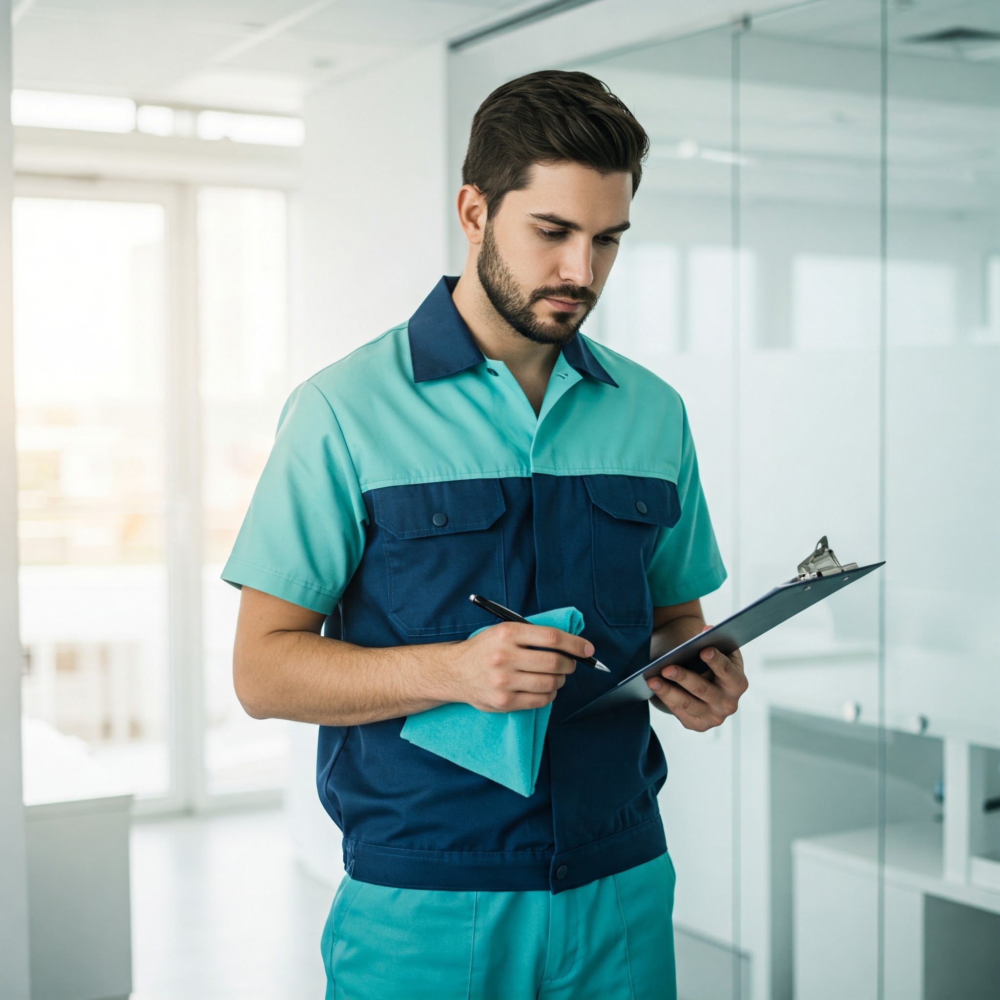 Cleaning professional at work